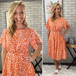 Orange Dalmatian Print Dress